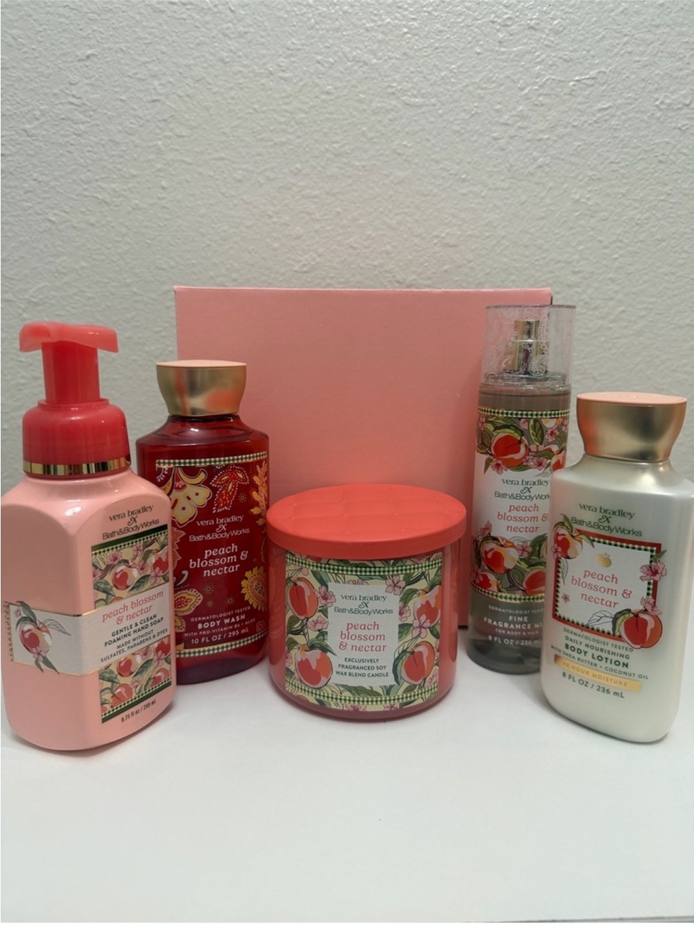 Vera Bradley Peach Blossom & Nectar Bath & Body 5Piece Set - Pink and Coral